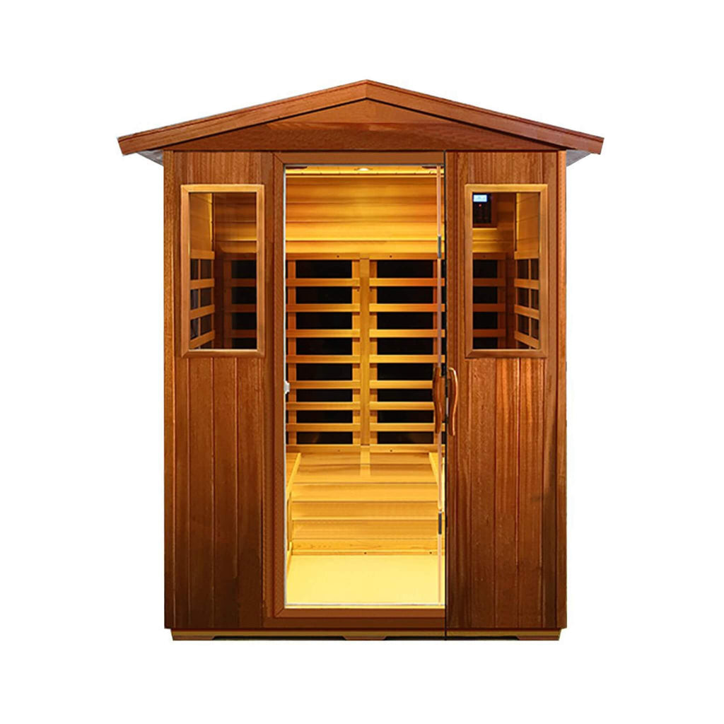 Valois Premium 4-Person Luxury Low EMF Outdoor FAR Infrared Home Sauna With Bluetooth Audio (SAK15372)